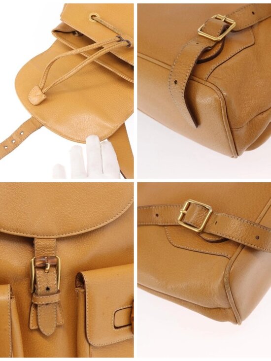 GUCCI Bamboo Backpack Leather Brown Gold main image 6